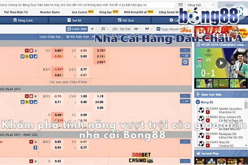 Tính năng nổi bật của giao diện nhà cái Bong88